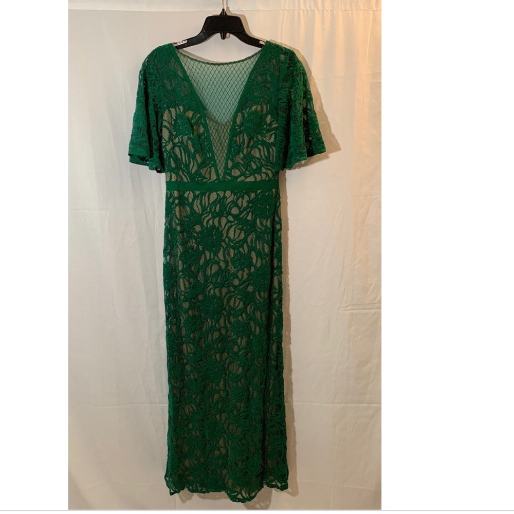 NEW Tadashi Shoji Burnout Lace Gown in Green/Nude‎ [SZ 4 ] #G565